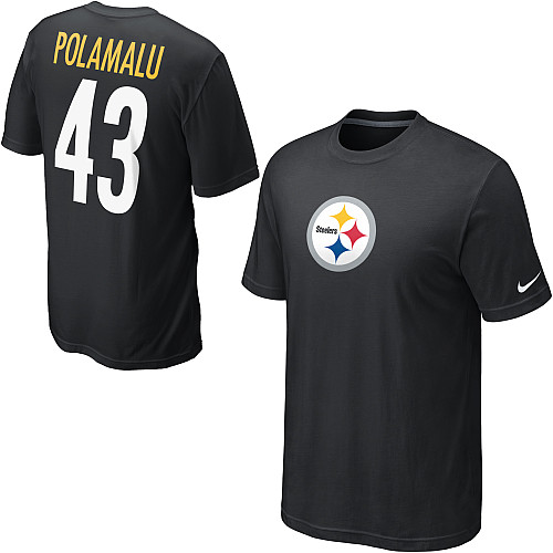 Nike Pittsburgh Steelers #43 Troy Polamalu Name & Number NFL T-Shirt - Black